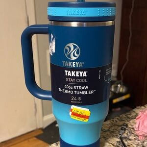 TAKEYA Stay Cool 40 oz Straw Thermo Tumbler w/Handle retail $40